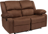 Harmony Series Loveseat with Two Built-In Recliners, Chocolate Brown Microfiber