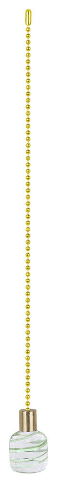 Aspen Creative 20507-X, 12" Glass Knob with Pull Chain, Clear With Light Green L