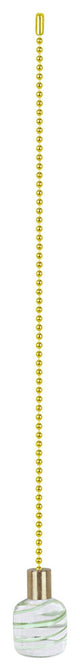 Aspen Creative 20507-X, 12" Glass Knob with Pull Chain, Clear With Light Green L