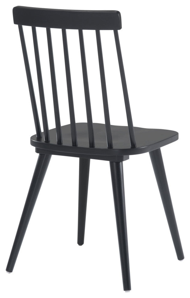 Side Dining Chair, Set of 2, Wood, Black, Mid Century Bar Kitchen Cafe Bistro