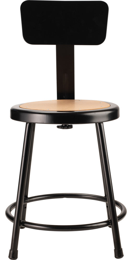 NPS 18"Heavy Duty Steel Stool With Backrest, Black