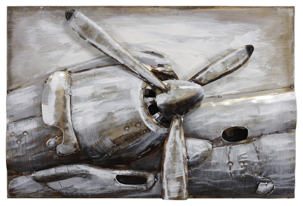 "Retro Airplane Propeller" Mixed Media Iron Hand Painted Dimensional Wall Art