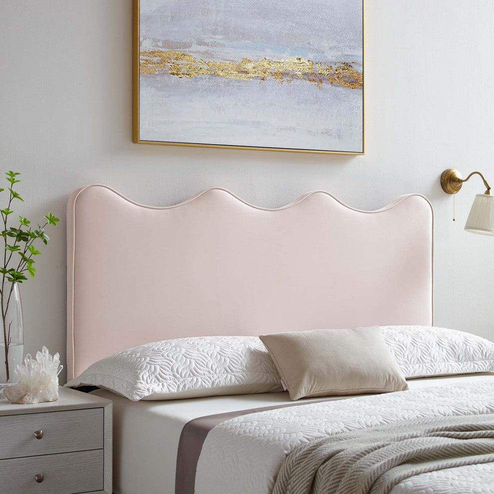 Headboard, King Size, Velvet, Pink, Modern Contemporary, Bedroom Master Suite
