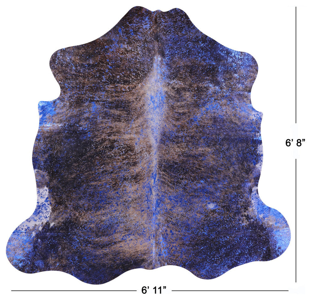 Blue Metallic Cowhide Rug 6' 8" X 6' 11" C2128