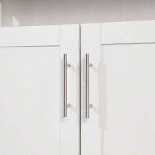 Mayfield 40" Classic Buffet and Sideboard with Double Door Storage Cabinet, Walnut Top/White Frame