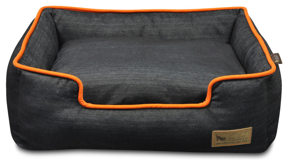 Lounge Bed Denim, Orange, Small