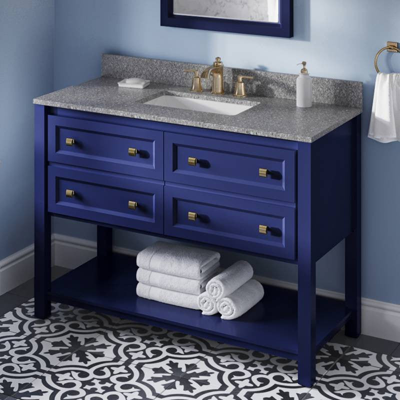 Adler Transitional 48" Hale Blue Vanity, Boulder Cultured Marble Vanity Top