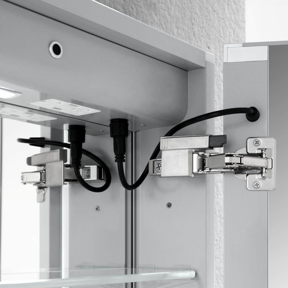 LED Mirror Medicine Cabinet With Defogger, Dimmer and Outlets, 24" Right