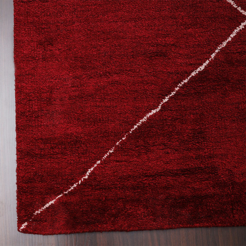 HAND KNOTTED LOOM SILK ECO-FRIENDLY AREA RUGS -9'x12', Rectangle, Red, Geometric
