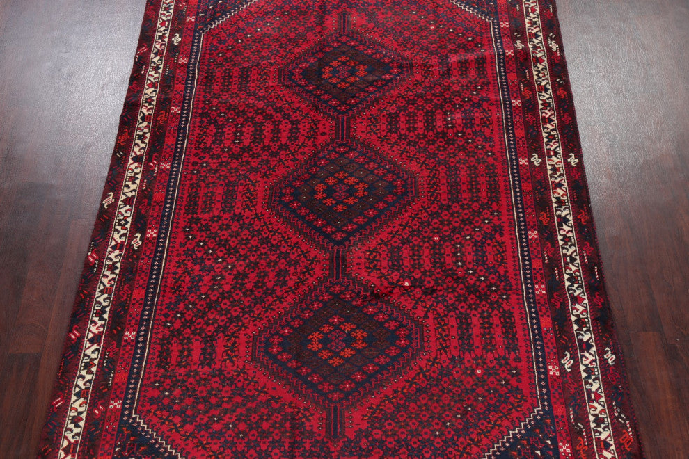 Consigned, Bordered Persian Tribal Handmade Oriental Vintage Area Rug, 7 X 10