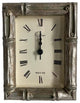 Wooden Faux Bamboo Rectangular Clock, Silver