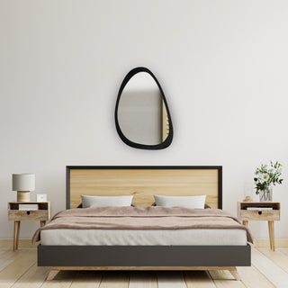 Natural Wood Framed Asymmetrical Mirror 44x30", Black