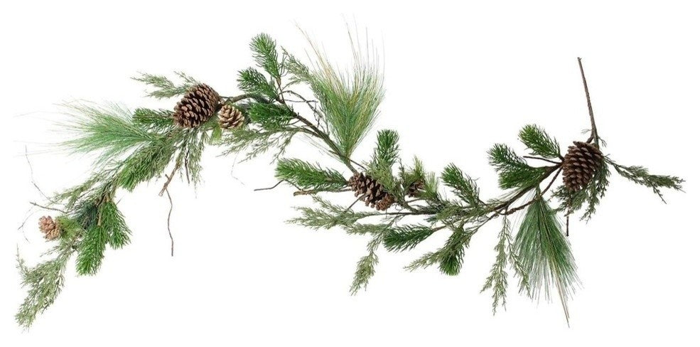 5' Artificial Pine Cones and Mixed Pine Needles Christmas Garland, Unlit