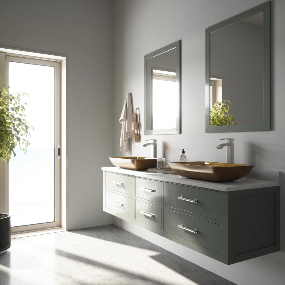 Donatello 22"L x 14"W Glass Vessel Sink and Duris 12"H Faucet Set