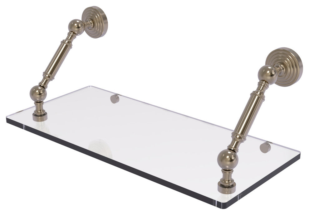 Waverly Place 18" Floating Glass Shelf, Antique Pewter