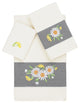 Linum Home Textiles Turkish Cotton Daisy 3-Piece Embellished Towel Set, Cream