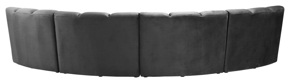 Infinity Channel Tufted Velvet Modular Chair, Gray, 4 Piece