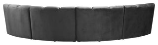 Infinity Channel Tufted Velvet Modular Chair, Gray, 4 Piece