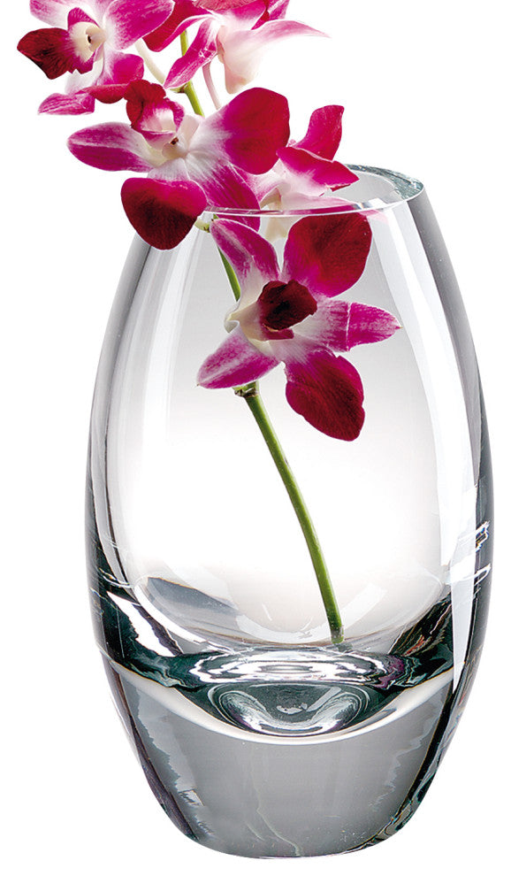 HomeRoots 7" Mouth Blown Crystal European Made Crystal Vase