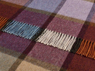 Country Check, Merino Lambswool, Pateley Damson, Throw Blanket