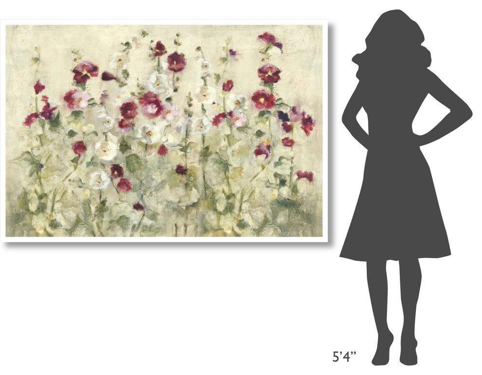 "Hollyhocks Row Cool" Digital Paper Print by Cheri Blum, 62"x42"