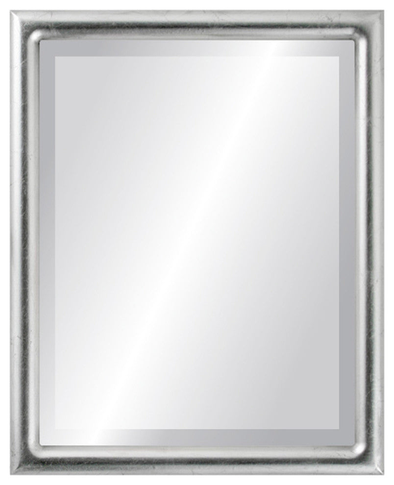 Pasadena Framed Rectangle Mirror, Silver Leaf With Black Antique, 13"x17"