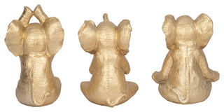 Resin, Set of 3, 8"H, Yoga Elephants