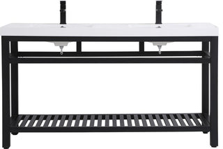 Black 60" Double Metal Bathroom Vanity