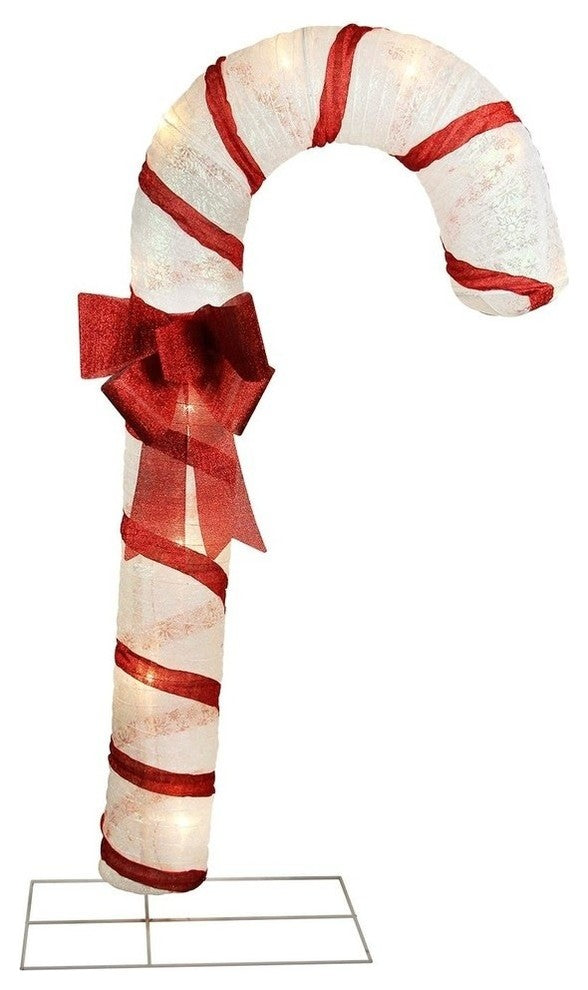 72" Pre-Lit Red and White Glitter Candy Cane Christmas Outdoor Decoration