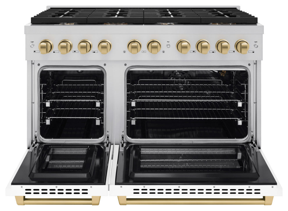 ZLINE 48" Gas Range, Stainless With White Matte SGRZ-WM-48-CB