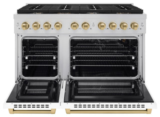 ZLINE 48" Gas Range, Stainless With White Matte SGRZ-WM-48-CB