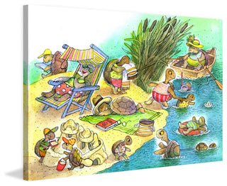 "Turtle Beach Party" Painting Print on Wrapped Canvas