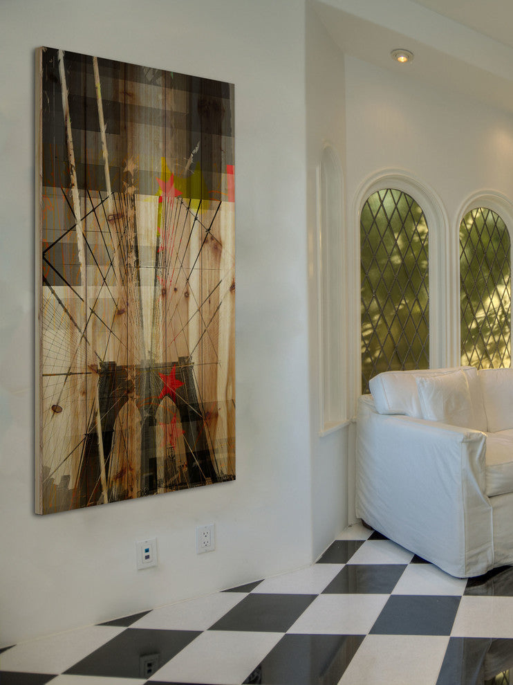 "Brooklyn" Painting Print on Natural Pine Wood, 12"x24"