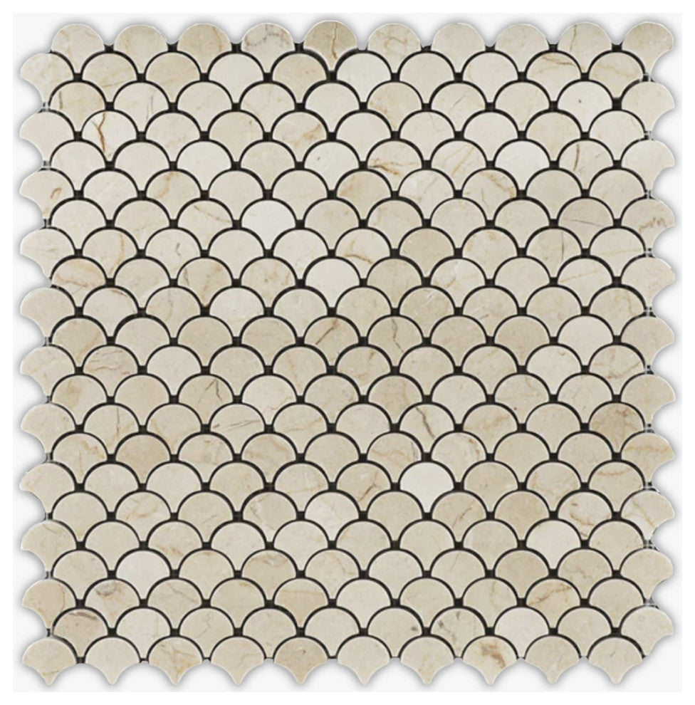 Crema Marfil Honed Fan Shape Marble Mosaic