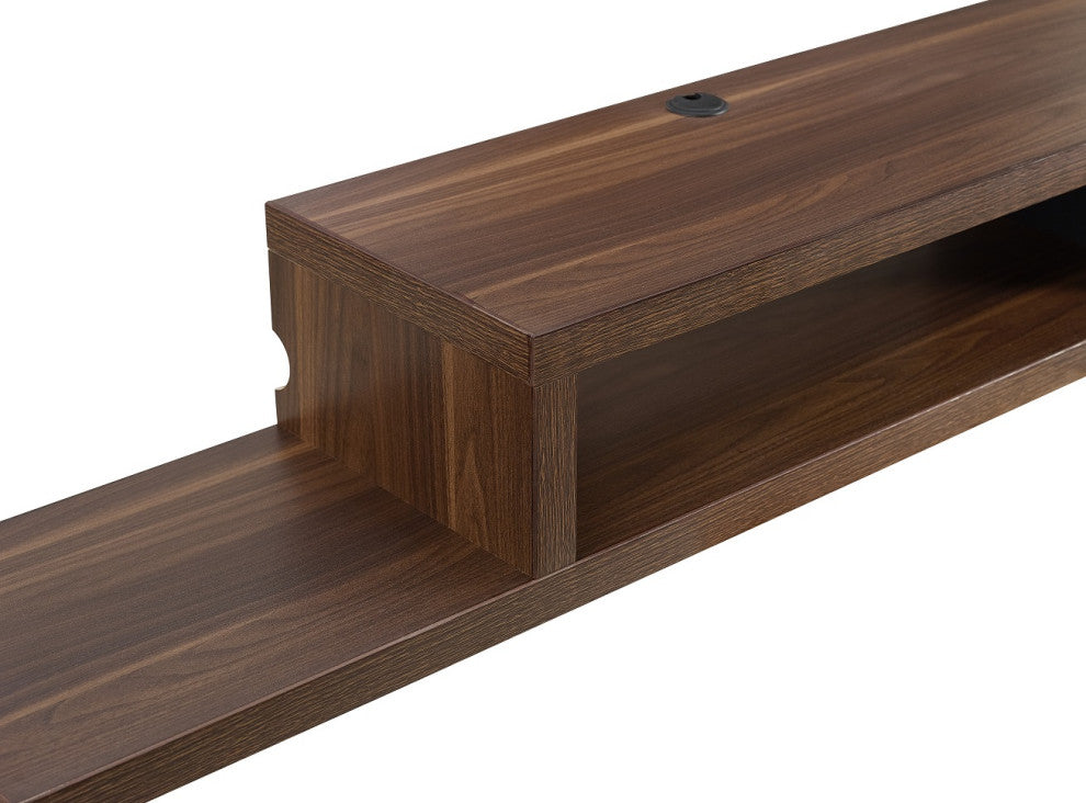 Asymmetrical Wall Mounted TV Console Entertainment Center Wall Decor 60-inch, Columbian Walnut