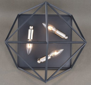 Hailey 15-in Flush Mount Ceiling Light Black Graphite and Satin Nickel