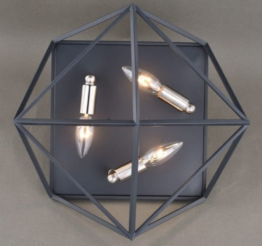 Hailey 15-in Flush Mount Ceiling Light Black Graphite and Satin Nickel