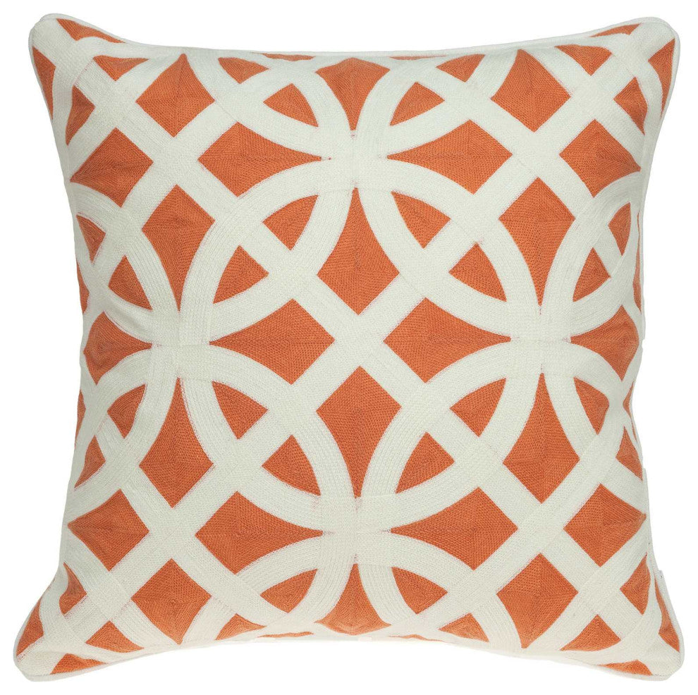 HomeRoots 20" x 7" x 20" Transitional Orange Pillow Cover With Poly Insert