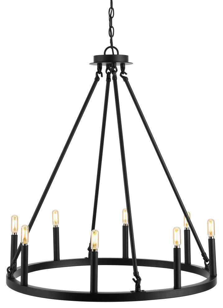 Ring Iron Rustic Farmhouse LED Chandelier, 8-Light