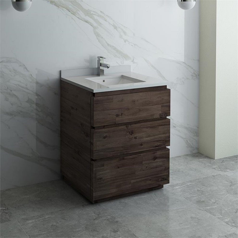 Fresca Formosa 30" Floor Standing Acacia Wood Bathroom Cabinet in Brown