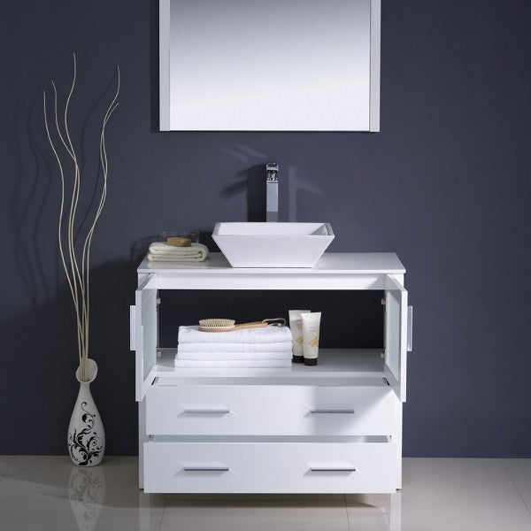Fresca Torino 36" White Modern Bathroom Vanity With Vessel Sink