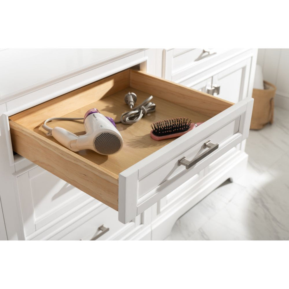 Milano Transitional White 96" Double Sink Bathroom Vanity Modular Set