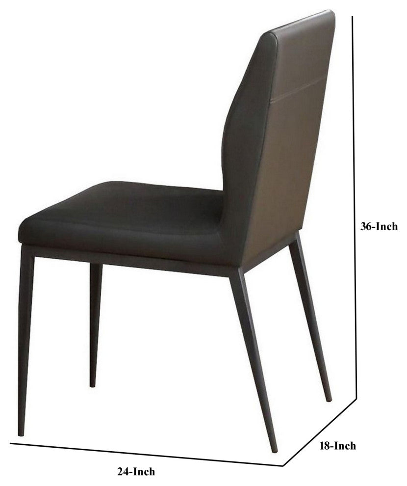 Benzara BM250230 Chair With Faux Leather and Sleek Metal Legs, Gray