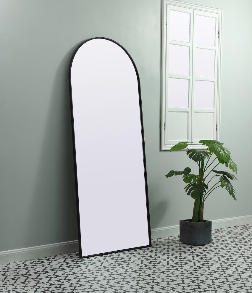 Metal Frame Arch Full Length Mirror 32X76 Inch, Black