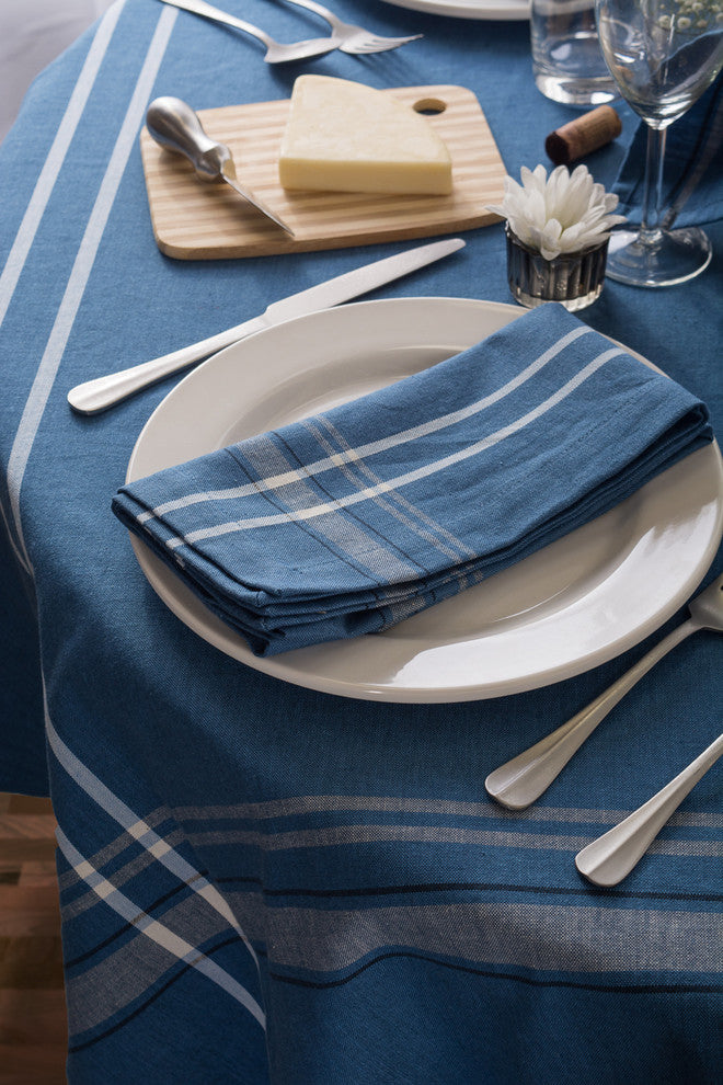 DII Blue French Chambray Tablecloth 60"x120"