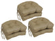 16" Spun Premium Outdoor U-Shaped Tufted Chair Cushions, Set of 6, Newfound Cafe