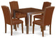 5Pc Square 36" Table, Four Parson Chair, Mahogany Leg, Brown Flaux Leather