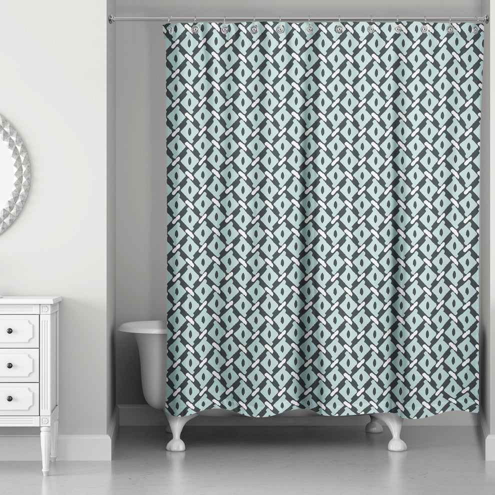 Whimsical Diamond Pattern in Blue Shower Curtain