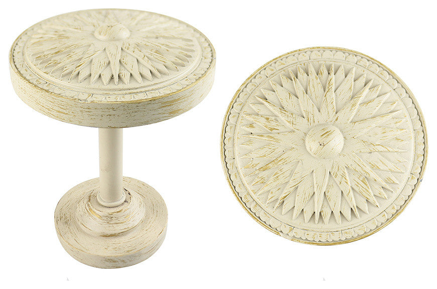 Starburst Drapery Medallion Holdback, Gilded French White