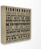 Fishing Rules Typography Stretched Canvas Wall Art, 24x24